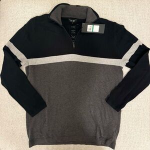 DKNY Men's Zip-Up Sweater in Black and Gray